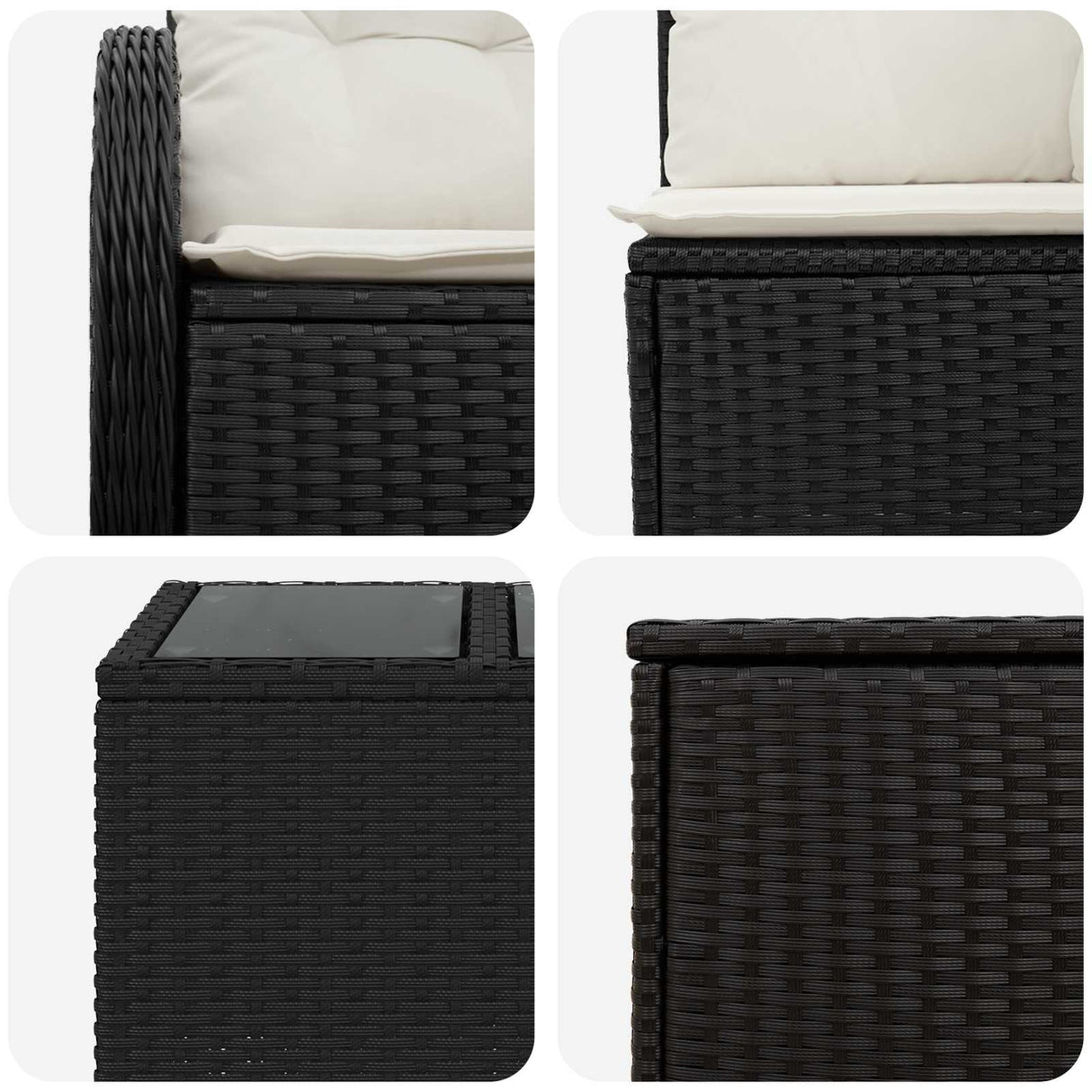 vidaXL Bankstel 6 st Zwart Poly Rattan en Staal