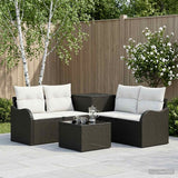 vidaXL Bankstel 6 st Zwart Poly Rattan en Staal