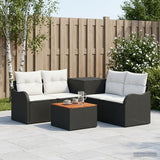 vidaXL Bankstel 6 st Zwart Poly Rattan en Staal