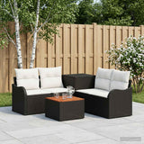vidaXL Bankstel 6 st Zwart Poly Rattan en Staal