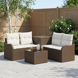 vidaXL Bankstel 6 st Zwart Poly Rattan en Staal