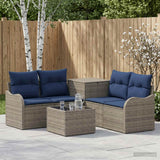vidaXL Bankstel 6 st Zwart Poly Rattan en Staal