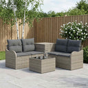vidaXL Bankstel 6 st Zwart Poly Rattan en Staal
