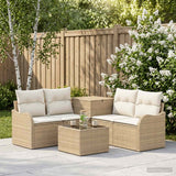 vidaXL Bankstel 6 st Zwart Poly Rattan en Staal