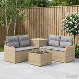 vidaXL Bankstel 6 st Zwart Poly Rattan en Staal