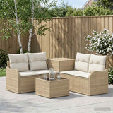 vidaXL Bankstel 6 st Zwart Poly Rattan en Staal