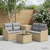vidaXL Bankstel 6 st Zwart Poly Rattan en Staal