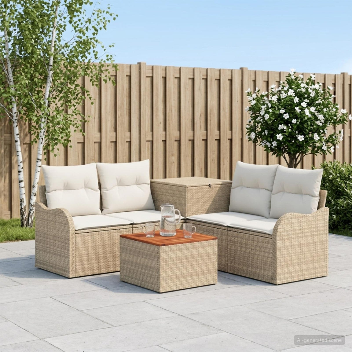 vidaXL Bankstel 6 st Zwart Poly Rattan en Staal