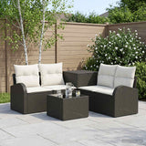 vidaXL Bankstel 6 st Zwart Poly Rattan en Staal
