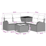 vidaXL Bankstel 6 st Zwart Poly Rattan en Staal