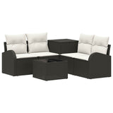 vidaXL Bankstel 6 st Zwart Poly Rattan en Staal
