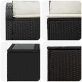 vidaXL Bankstel 6 st Zwart Poly Rattan en Staal