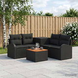 vidaXL Bankstel 6 st Zwart Poly Rattan en Staal