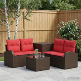 vidaXL Bankstel 6 st Zwart Poly Rattan en Staal