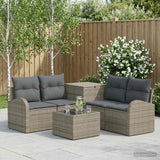 vidaXL Bankstel 6 st Zwart Poly Rattan en Staal