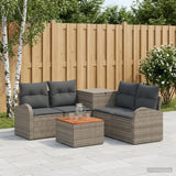 vidaXL Bankstel 6 st Zwart Poly Rattan en Staal