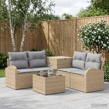 vidaXL Bankstel 6 st Zwart Poly Rattan en Staal