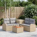 vidaXL Bankstel 6 st Zwart Poly Rattan en Staal