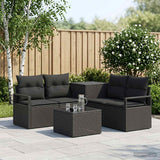 vidaXL Bankstel 6 st Zwart Poly Rattan en Staal