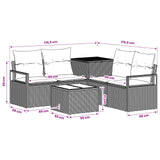 vidaXL Bankstel 6 st Zwart Poly Rattan en Staal