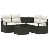 vidaXL Bankstel 6 st Zwart Poly Rattan en Staal