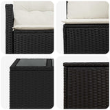 vidaXL Bankstel 6 st Zwart Poly Rattan en Staal