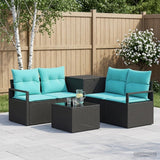 vidaXL Bankstel 6 st Zwart Poly Rattan en Staal