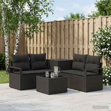 vidaXL Bankstel 6 st Zwart Poly Rattan en Staal