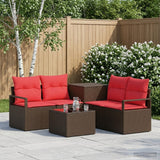 vidaXL Bankstel 6 st Zwart Poly Rattan en Staal