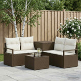 vidaXL Bankstel 6 st Zwart Poly Rattan en Staal
