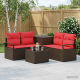 vidaXL Bankstel 6 st Zwart Poly Rattan en Staal