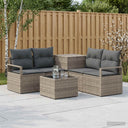 vidaXL Bankstel 6 st Zwart Poly Rattan en Staal