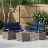 vidaXL Bankstel 6 st Zwart Poly Rattan en Staal