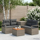 vidaXL Bankstel 6 st Zwart Poly Rattan en Staal