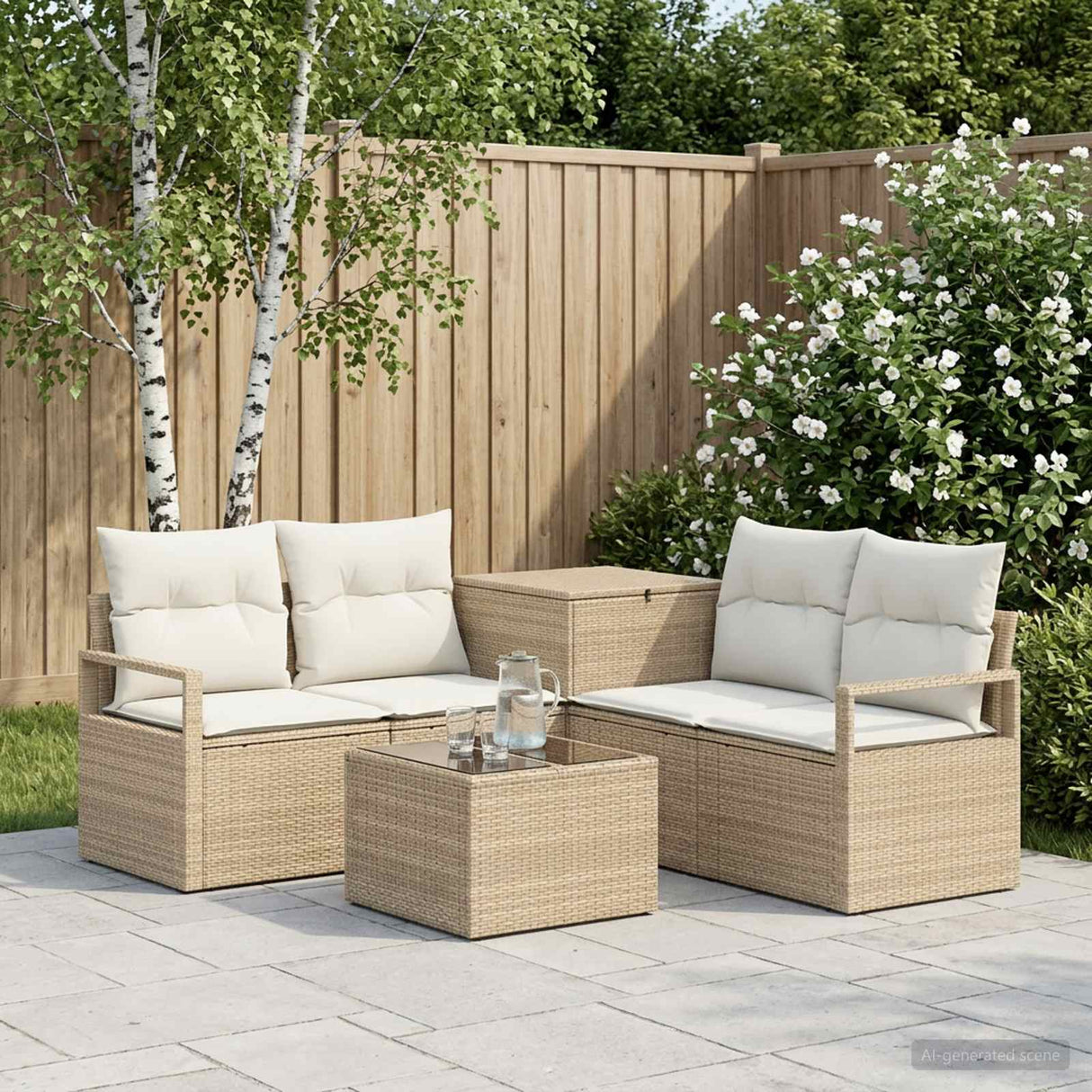 vidaXL Bankstel 6 st Zwart Poly Rattan en Staal