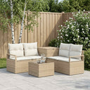 vidaXL Bankstel 6 st Zwart Poly Rattan en Staal
