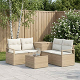 vidaXL Bankstel 6 st Zwart Poly Rattan en Staal