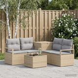 vidaXL Bankstel 6 st Zwart Poly Rattan en Staal