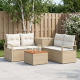vidaXL Bankstel 6 st Zwart Poly Rattan en Staal