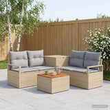 vidaXL Bankstel 6 st Zwart Poly Rattan en Staal