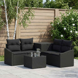vidaXL Sofa Set 6 pcs Black Poly Rattan and Steel