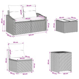 vidaXL Sofa Set 6 pcs Black Poly Rattan and Steel