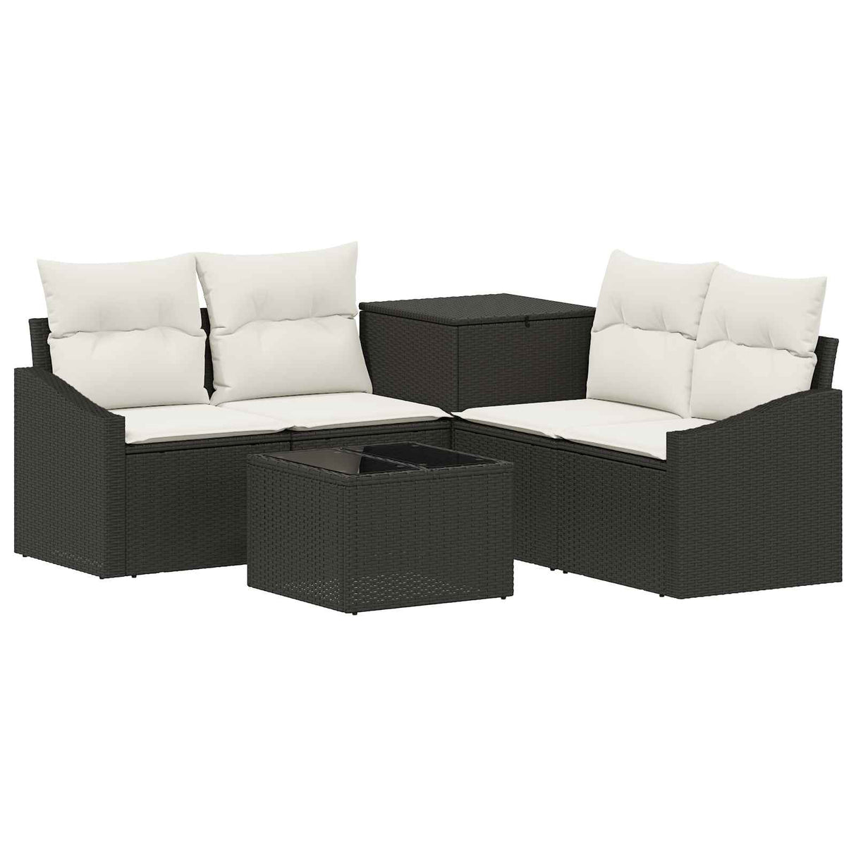 vidaXL Sofa Set 6 pcs Black Poly Rattan and Steel