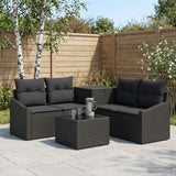 vidaXL Sofa Set 6 pcs Black Poly Rattan and Steel