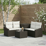 vidaXL Sofa Set 6 pcs Black Poly Rattan and Steel