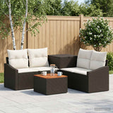 vidaXL Sofa Set 6 pcs Black Poly Rattan and Steel