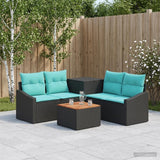 vidaXL Sofa Set 6 pcs Black Poly Rattan and Steel