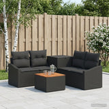 vidaXL Sofa Set 6 pcs Black Poly Rattan and Steel
