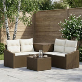 vidaXL Sofa Set 6 pcs Black Poly Rattan and Steel