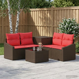 vidaXL Sofa Set 6 pcs Black Poly Rattan and Steel